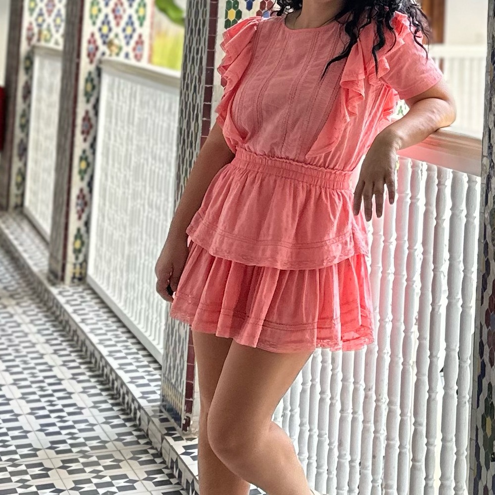 LoveShackFancy Pink Ruffled Mini Dress - Picture 3 of 4